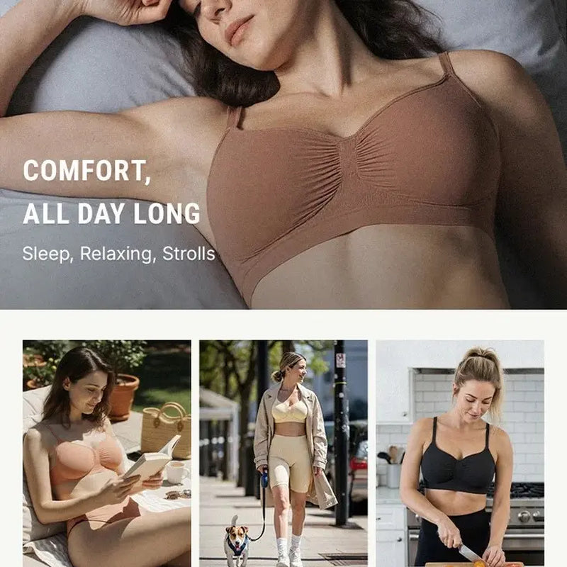 Feelingirl Women'S Wireless Bra Comfort Bralettes No Underwire Unlined Cami Bra Seamless Tshirt Bras Sports Bra Bralette Basic Comfortable Fit Womenswear Everyday up to 44DD Mother’S Day #Summervibes Summervibes