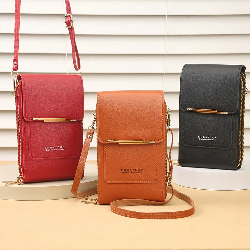 Crazy Bag Fashion Touch Screen Lock Cell Phone Bag Women'S Mobile Phone Card Holder Crossbody Shoulder Bag