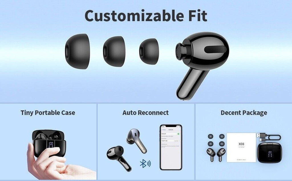 Wireless Earbuds Bluetooth 5.3 Headphones Waterproof Noise Cancelling