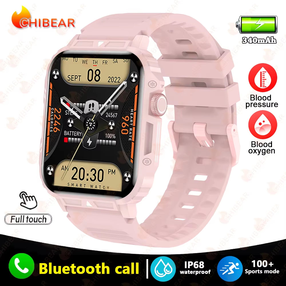 2024 New 1.95 Outdoor Military Man Smart Watch Men Bluetooth Call Smartwatch Men for Android IOS IP68 Waterproof Ftiness Watches