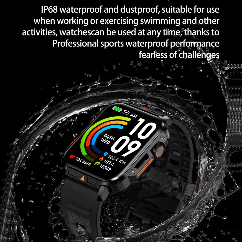 2024 New 1.95 Outdoor Military Man Smart Watch Men Bluetooth Call Smartwatch Men for Android IOS IP68 Waterproof Ftiness Watches