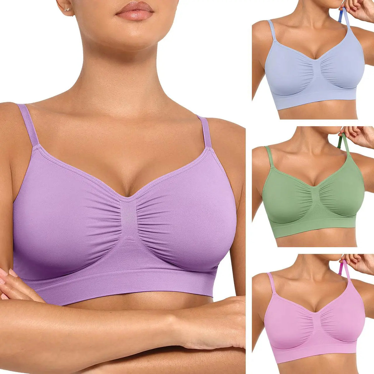 Feelingirl Women'S Wireless Bra Comfort Bralettes No Underwire Unlined Cami Bra Seamless Tshirt Bras Sports Bra Bralette Basic Comfortable Fit Womenswear Everyday up to 44DD Mother’S Day #Summervibes Summervibes