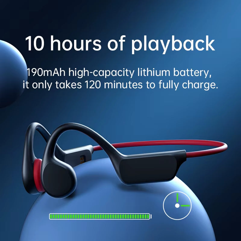 Bone Conduction Earphones Bluetooth Wireless IPX8 Waterproof MP3 Player Hifi Ear-Hook Headphone with Mic Headset for Swimming