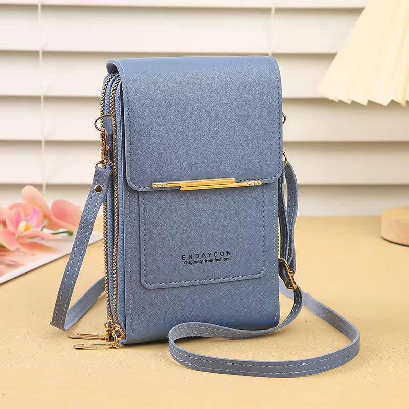 Crazy Bag Fashion Touch Screen Lock Cell Phone Bag Women'S Mobile Phone Card Holder Crossbody Shoulder Bag