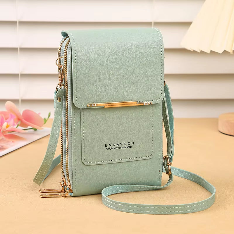 Crazy Bag Fashion Touch Screen Lock Cell Phone Bag Women'S Mobile Phone Card Holder Crossbody Shoulder Bag