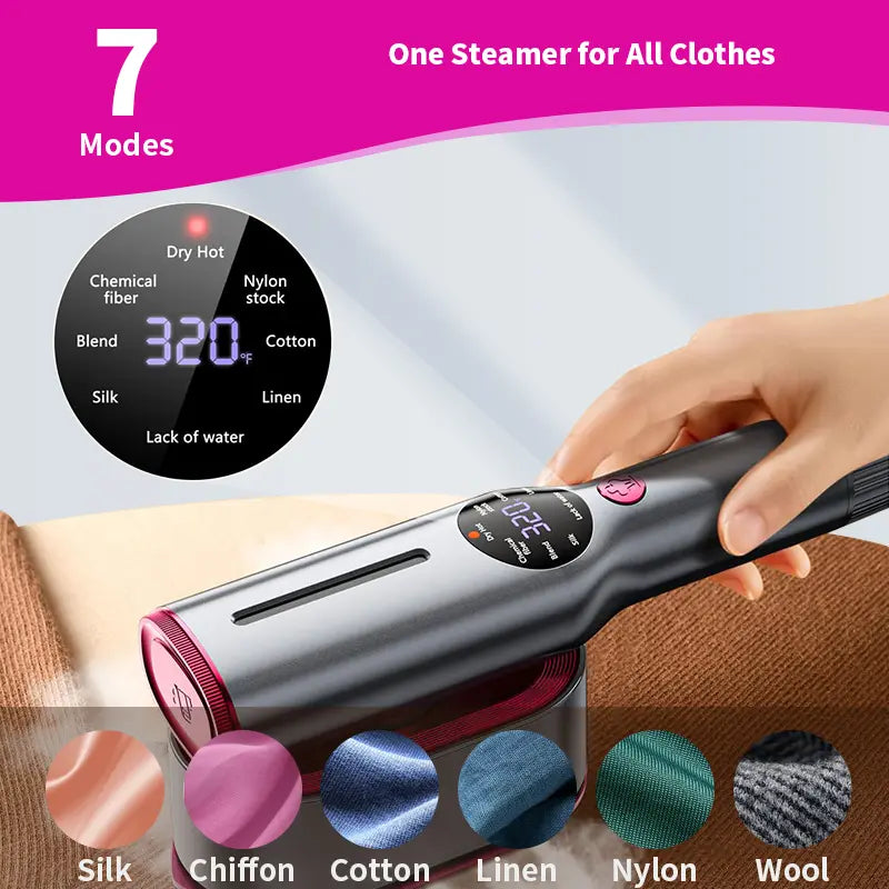 Dr.Flash Garment Steamer for Clothes, Portable Travel Clothing Steamer Iron, 7 Mode with LED Display, 5S Fast Heating, 90° Swivel Handle, New Year Gift