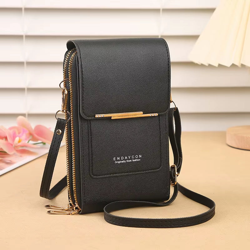 Crazy Bag Fashion Touch Screen Lock Cell Phone Bag Women'S Mobile Phone Card Holder Crossbody Shoulder Bag
