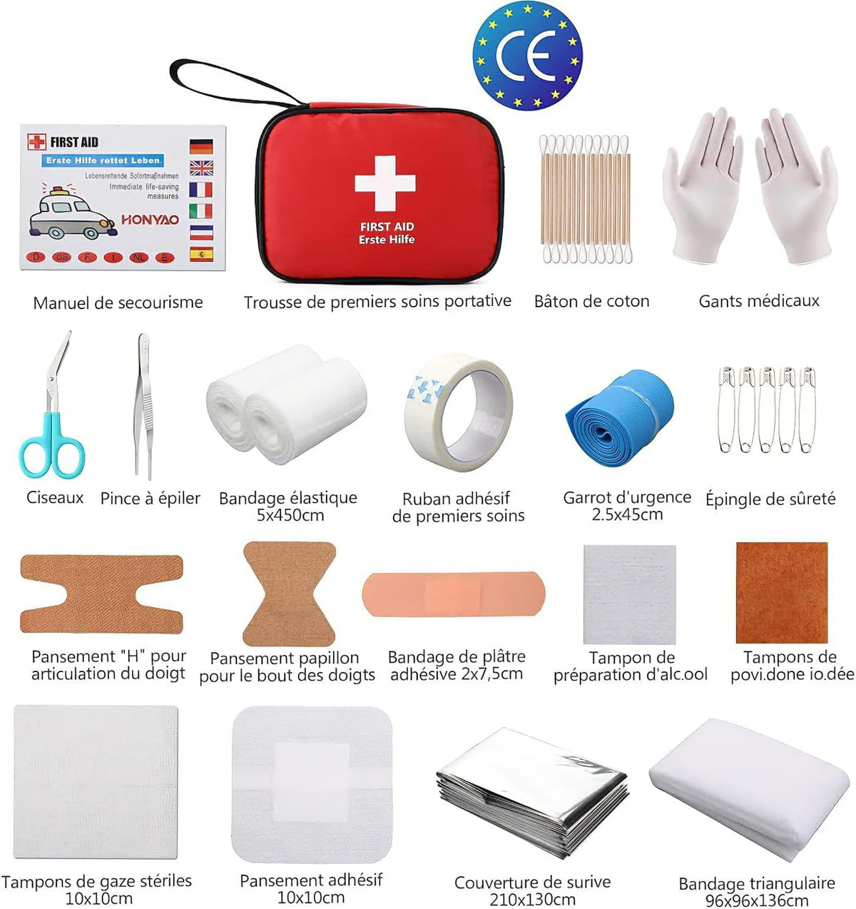 Mini Trousse Premier Secours 90 Pièces, Petite Trousse À Pharmacie, Kit Premier Secours Pour Voiture Maison Lieu De Travail Voyage Camping Randonnée Et Sports En Plein Air