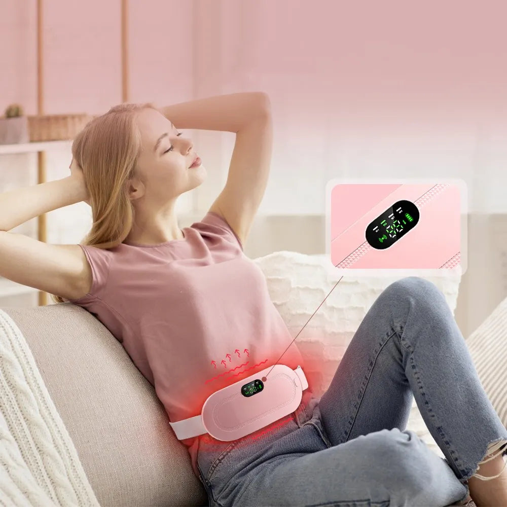 Ceinture chauffante vibrante pour soulager les crampes menstruelles, accessoire de massage électrique pour femmes, rechargeable par USB
