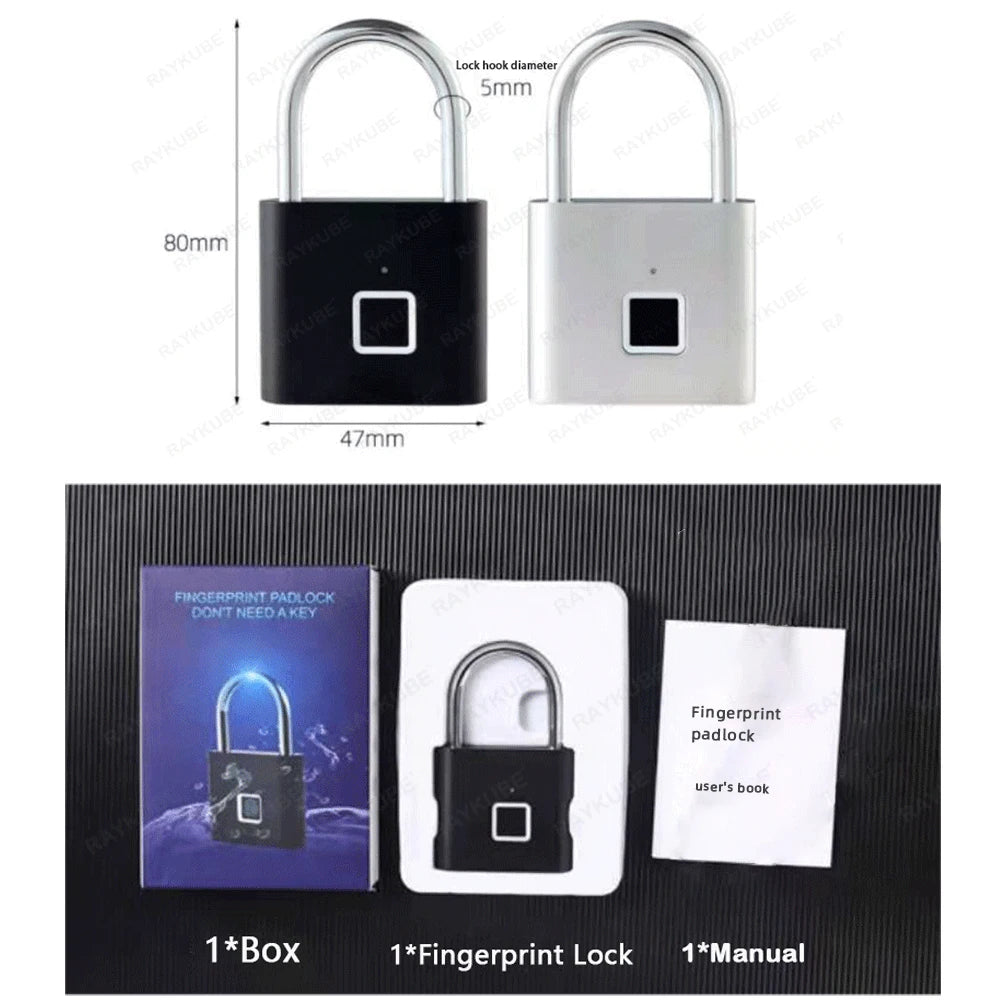 RAYKUpunshrimp-Cadenas biométriques intelligents à empreintes digitales, étanches, en alliage de zinc, avec batterie aste intégrée