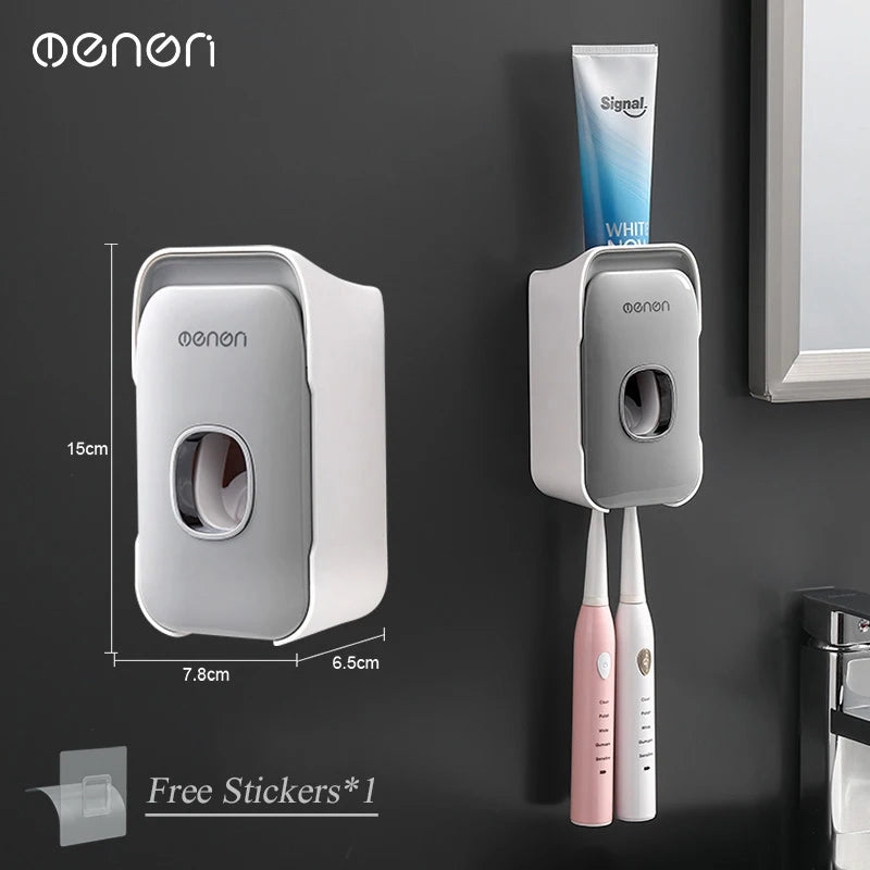 MENGNI distributeur automatique de dentifrice mural salle de bain presse-dentifrice sans poinçon porte-brosse à dents support salle de bain Acces