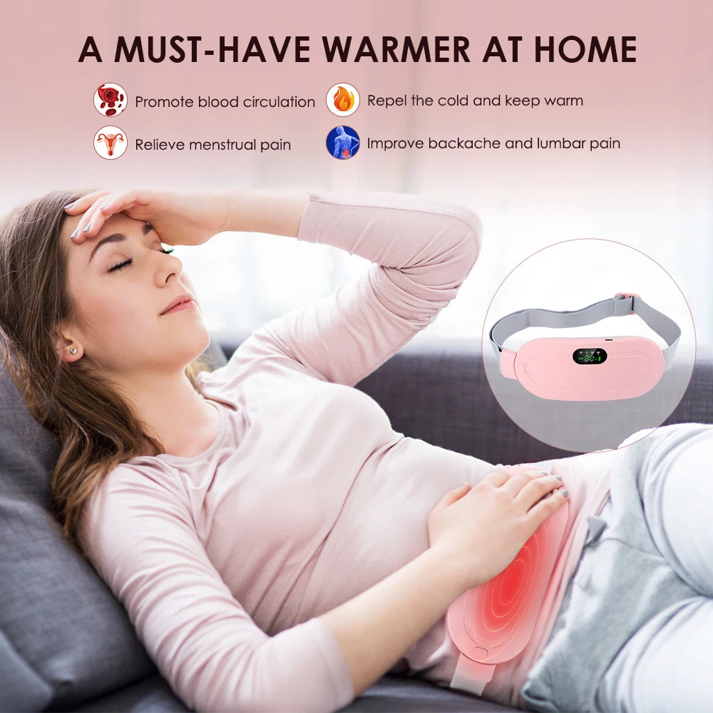 Ceinture chauffante vibrante pour soulager les crampes menstruelles, accessoire de massage électrique pour femmes, rechargeable par USB