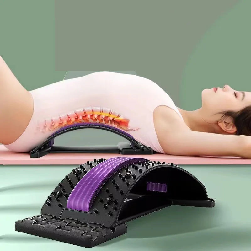 Back stretcher, 6th generation improved back massager, back cracker for lower back pain relief, lumbar support, with magnetic massage