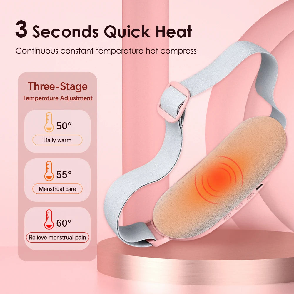 Ceinture chauffante vibrante pour soulager les crampes menstruelles, accessoire de massage électrique pour femmes, rechargeable par USB