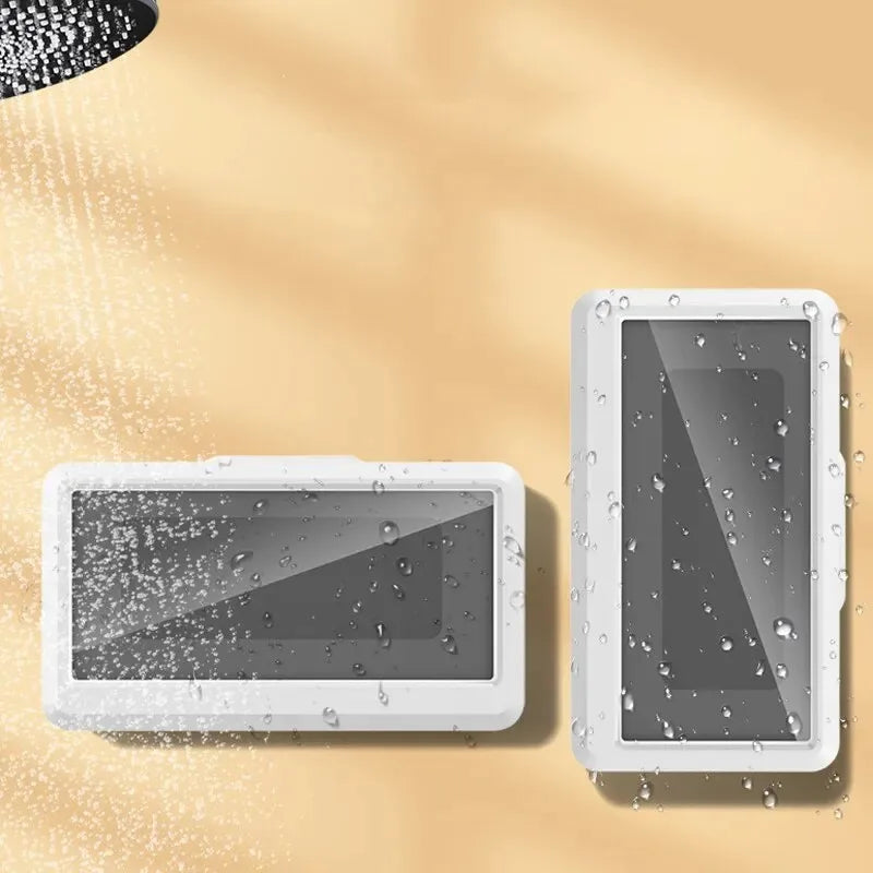 Support de téléphone étanche-support de douche à ventouse pour salle de bain/mur, accès à l'écran tactile et joint anti-vapeur, téléphones maximum de 6.7 pouces