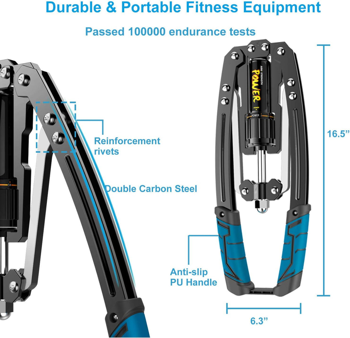 Hydraulic Power Twister Adjustable Arm-Exerciser - Home Chest Expander 22-440Lbs, Home Fitness Equipment Bar for Men and Women with Resistance (Blue)