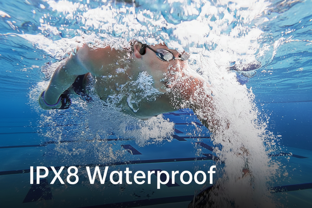 Bone Conduction Earphones Bluetooth Wireless IPX8 Waterproof MP3 Player Hifi Ear-Hook Headphone with Mic Headset for Swimming