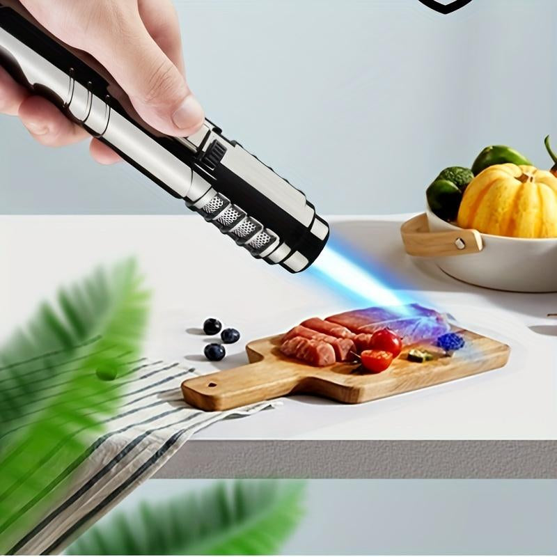 Powerful 1800° High Temperature Metal Spray Gun Butane Gas Lighter - Windproof, Blue, and Portable with Adjustable Flame Control for Outdoor Welding, Camping, and BBQ - Gift Box Packaging Included (Without Butane Gas)
