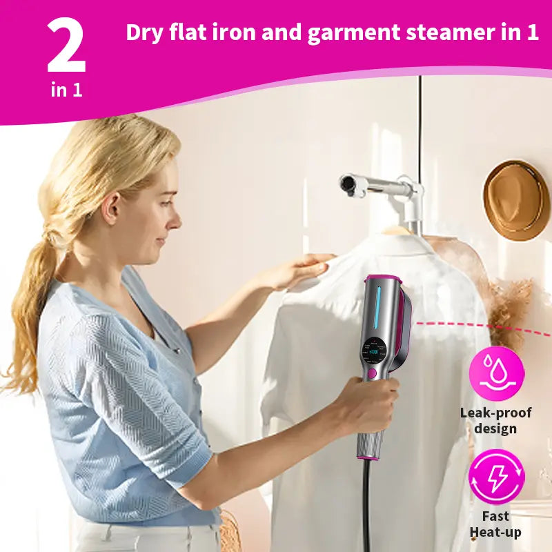 Dr.Flash Garment Steamer for Clothes, Portable Travel Clothing Steamer Iron, 7 Mode with LED Display, 5S Fast Heating, 90° Swivel Handle, New Year Gift