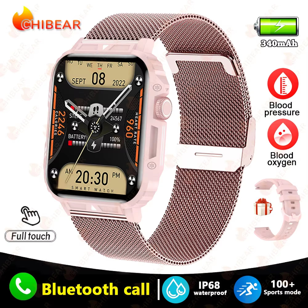 2024 New 1.95 Outdoor Military Man Smart Watch Men Bluetooth Call Smartwatch Men for Android IOS IP68 Waterproof Ftiness Watches