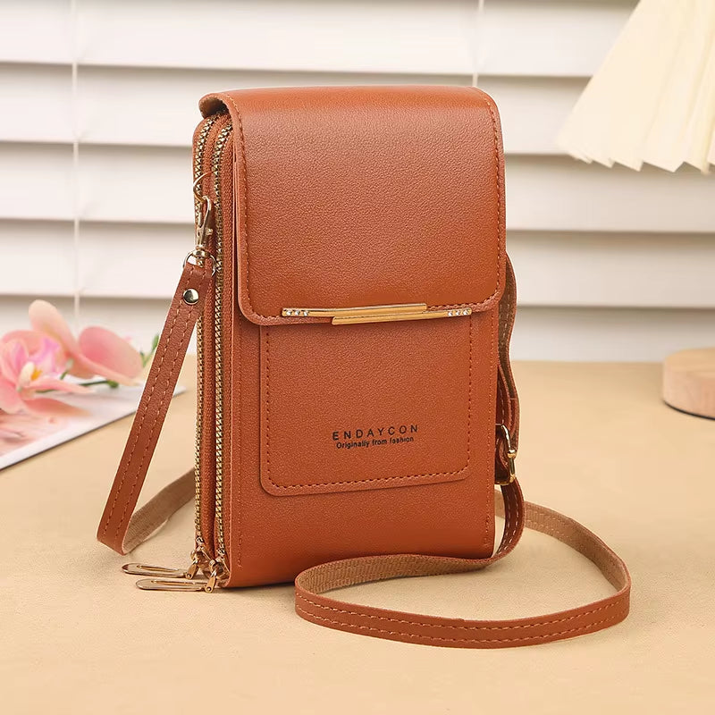Crazy Bag Fashion Touch Screen Lock Cell Phone Bag Women'S Mobile Phone Card Holder Crossbody Shoulder Bag
