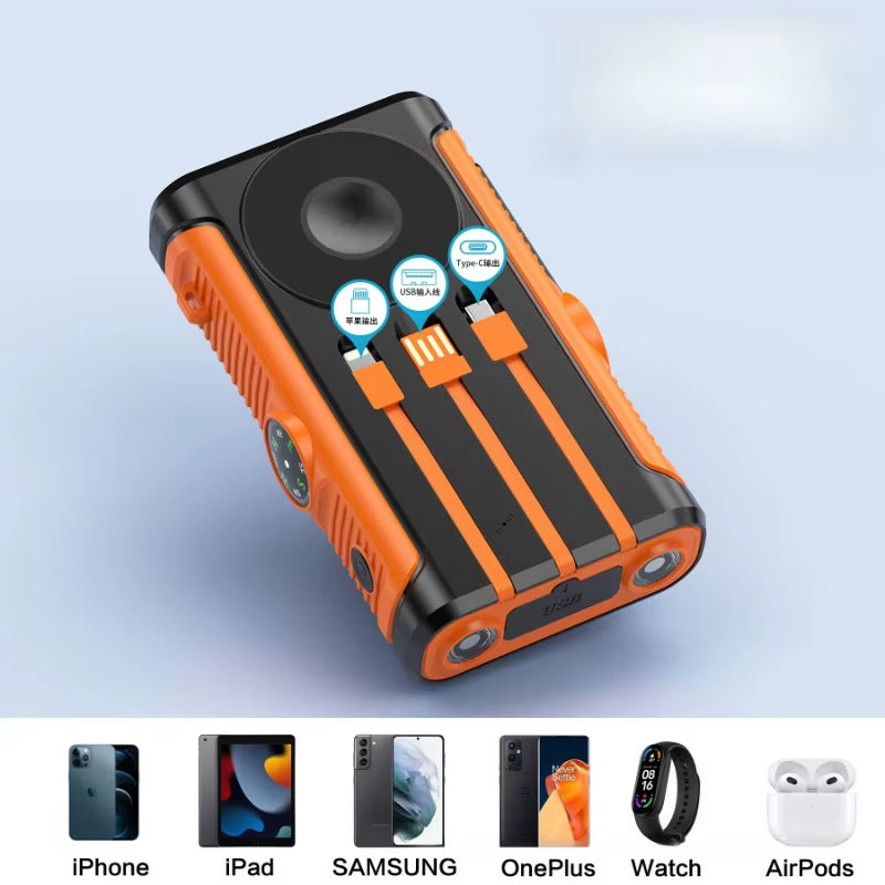 50000Mah Solar Power Bank 22.5W Magnetic Wireless Charging Camping Powerbank with Cables External Battery for Iphone Magsafe
