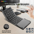 B033 mini wireless keyboard, Bluetooth touchpad keyboard, portable folding keyboard, triple folding wireless keyboard, magnetic folding keyboard, Bluetooth keyboard for Windows, Bluetooth keyboard for Android, Bluetooth keyboard for iOS, iPad phone Bluetooth keyboard, compact wireless keyboard with touchpad,
