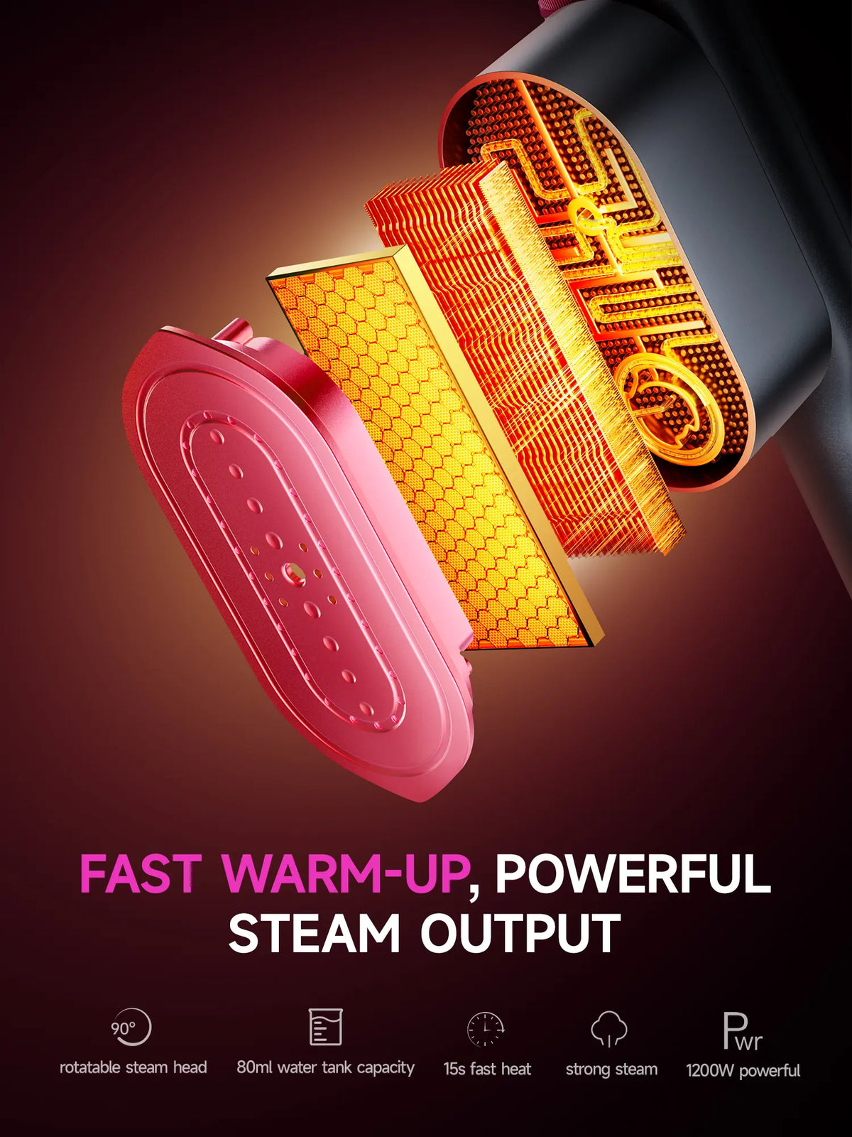 Dr.Flash Garment Steamer for Clothes, Portable Travel Clothing Steamer Iron, 7 Mode with LED Display, 5S Fast Heating, 90° Swivel Handle, New Year Gift