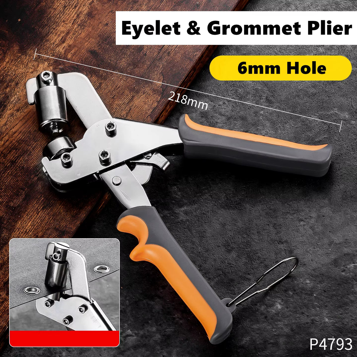 6Mm / 10Mm Eyelet Pliers Kit Tools Portable Hand Press Metal Grommet Hole Punch Plier for Leather Canvas Clothing DIY Tarp Ring